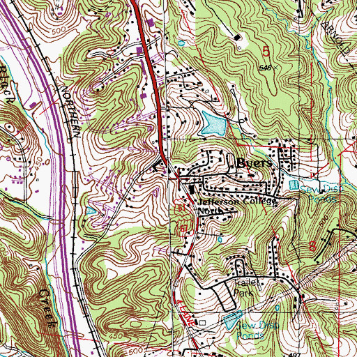 Topographic Map of Byers, MO