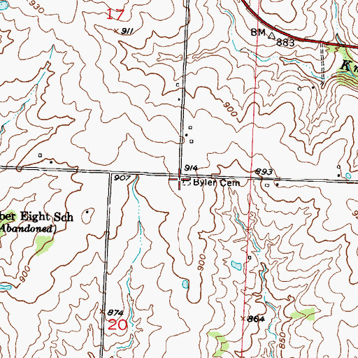 Topographic Map of Byler Cemetery, MO