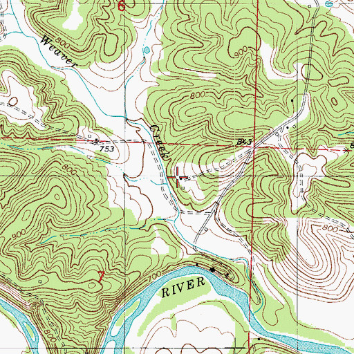 Topographic Map of Byler School, MO