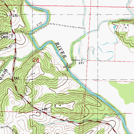 Topographic Map of Byrd Creek, MO