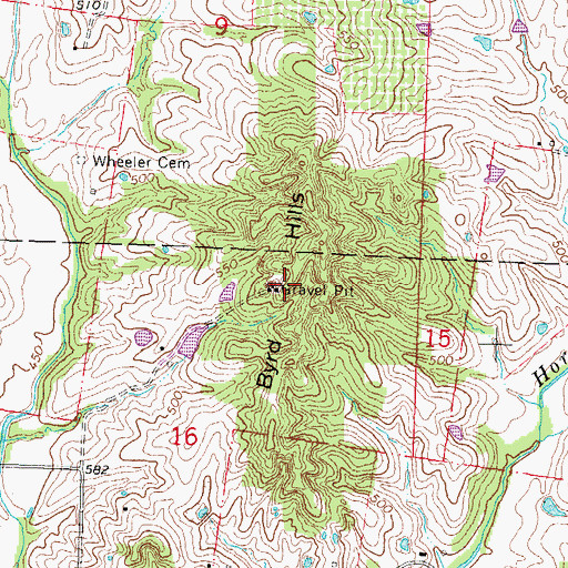 Topographic Map of Byrd Hills, MO