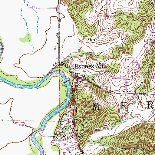 Topographic Map of Byrnes Mill, MO