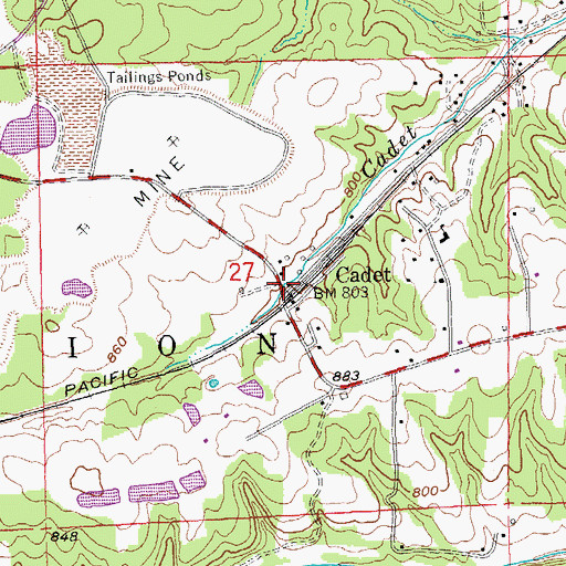Topographic Map of Cadet, MO