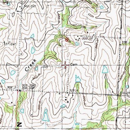 Topographic Map of Cain Cemetery, MO