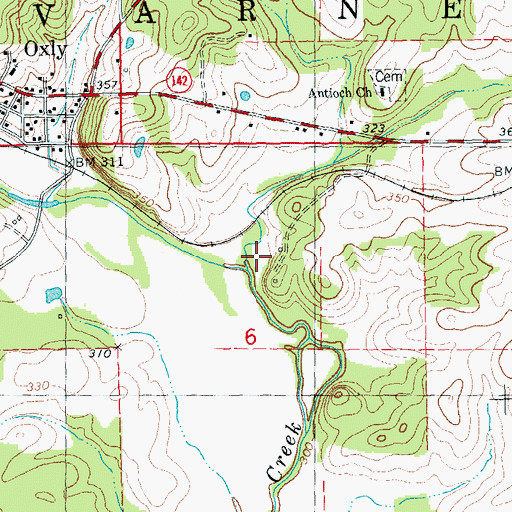 Topographic Map of Caldwell Creek, MO