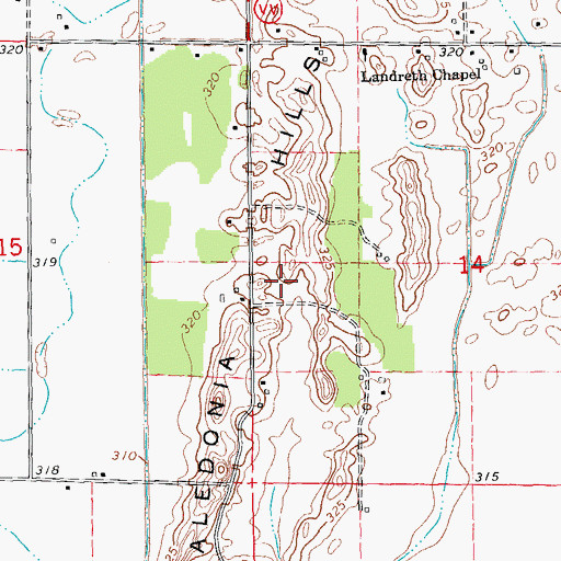Topographic Map of Caledonia Hills, MO