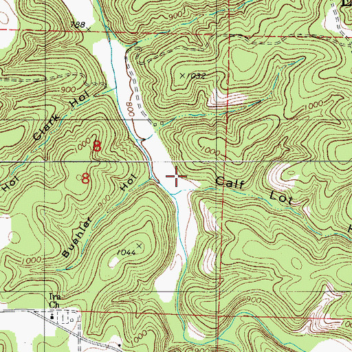 Topographic Map of Calf Lot Hollow, MO