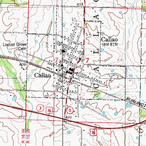 Topographic Map of Callao, MO