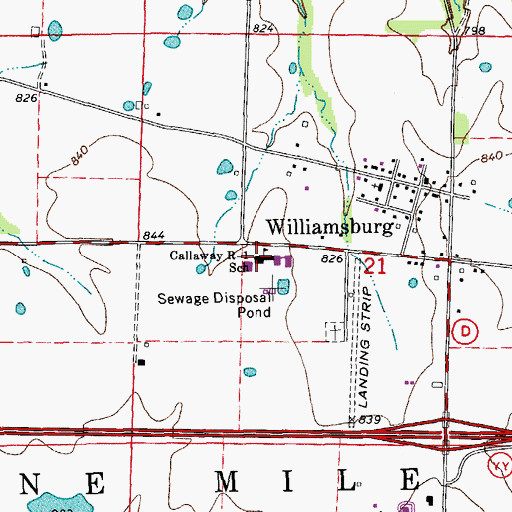 Topographic Map of Williamsburg Elementary School, MO