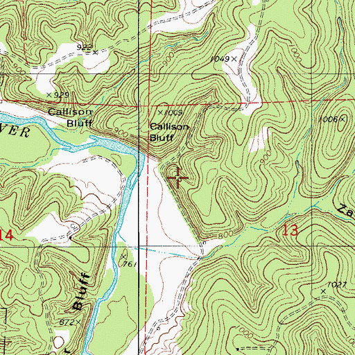 Topographic Map of Callison Bluff, MO