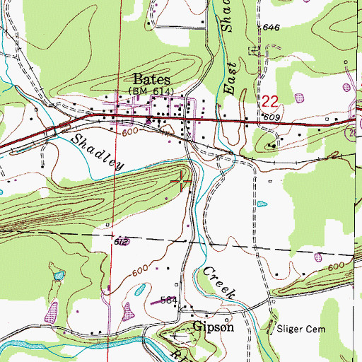 Topographic Map of East Shadley Creek, AR