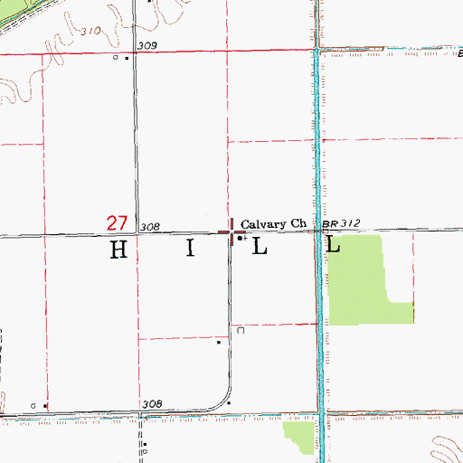 Topographic Map of Calvary Church, MO