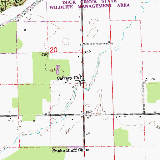 Topographic Map of Calvary Church, MO