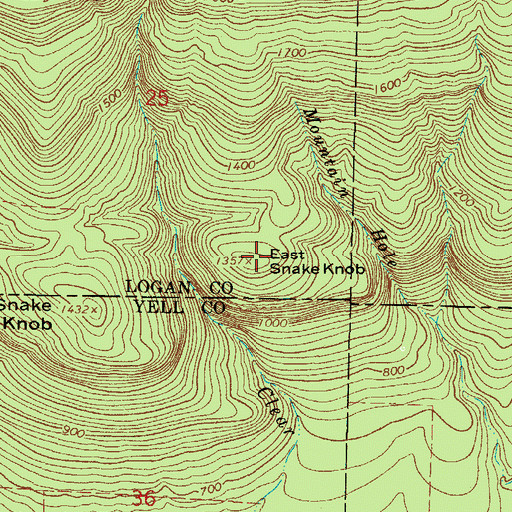Topographic Map of East Snake Knob, AR