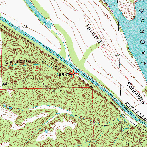 Topographic Map of Cambria Hollow, MO