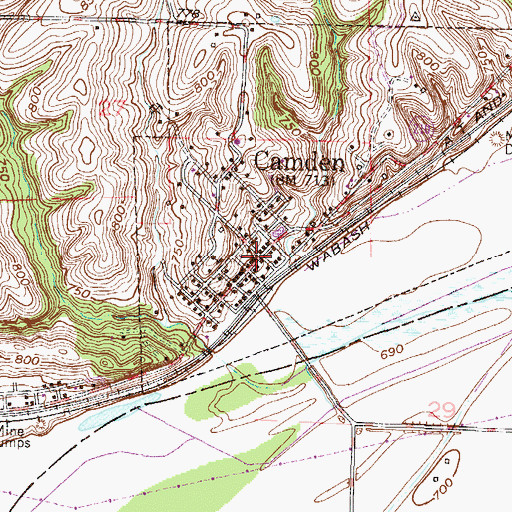 Topographic Map of Camden, MO