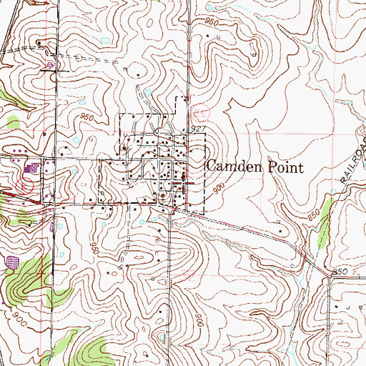 Topographic Map of Camden Point, MO