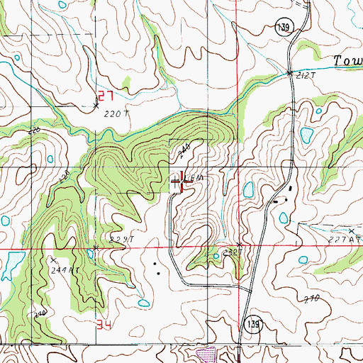 Topographic Map of Cameron Cemetery, MO