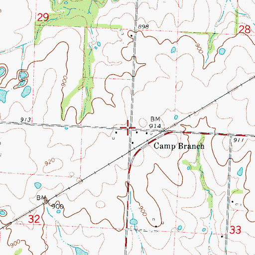 Topographic Map of Camp Branch, MO