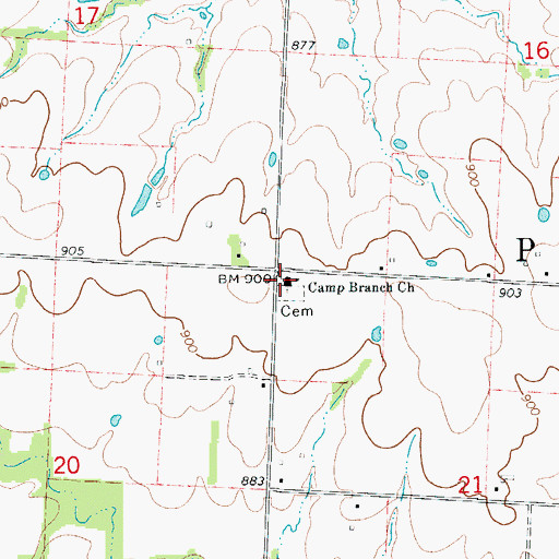 Topographic Map of Camp Branch Church, MO