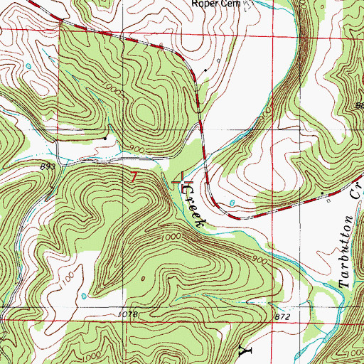 Topographic Map of Camp Creek, MO