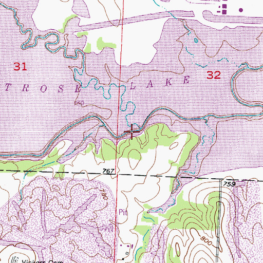 Topographic Map of Camp Creek, MO