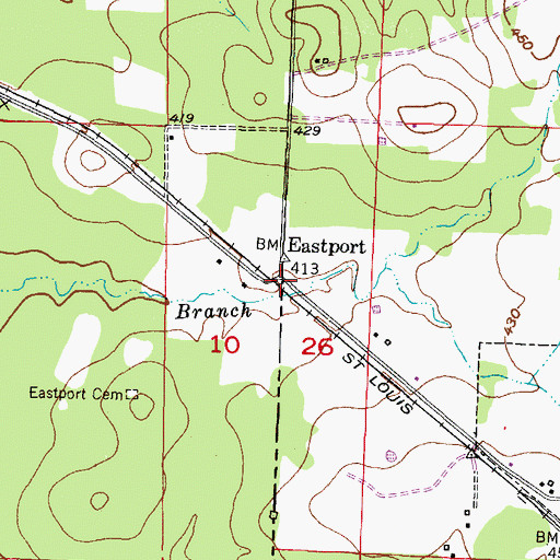 Topographic Map of Eastport, AR