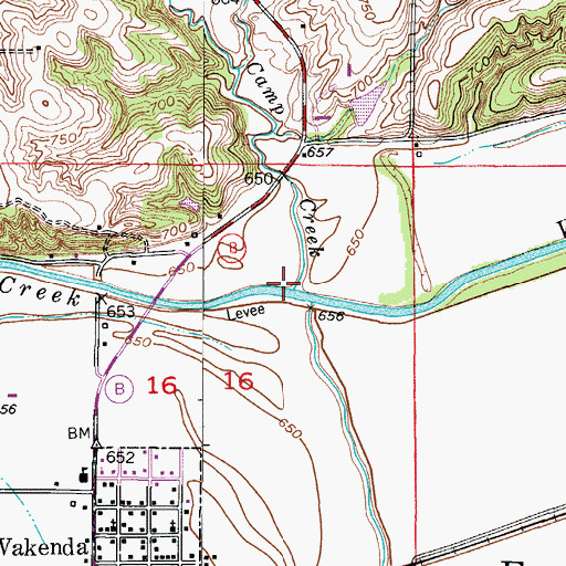 Topographic Map of Camp Creek, MO