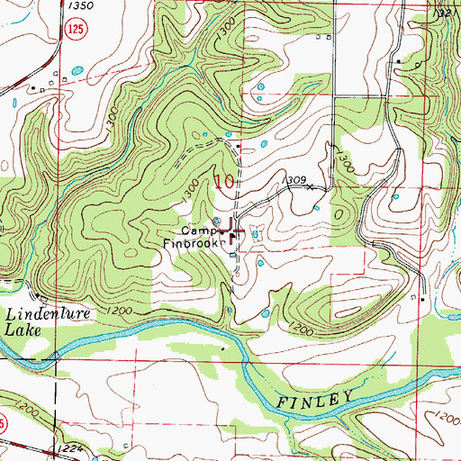 Topographic Map of Camp Finbrook, MO