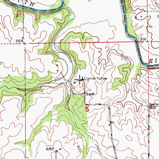 Topographic Map of Camp Inlow, MO