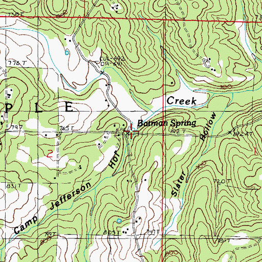 Topographic Map of Camp Jefferson Hollow, MO