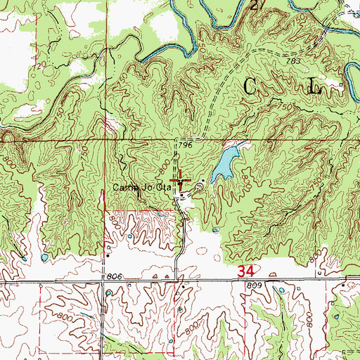 Topographic Map of Camp Jo-Ota, MO