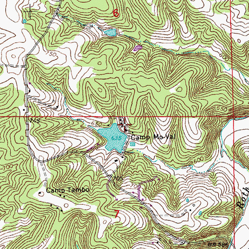Topographic Map of Camp Mo-Val, MO