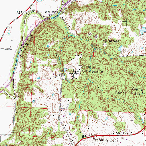 Topographic Map of Camp Santosage, MO