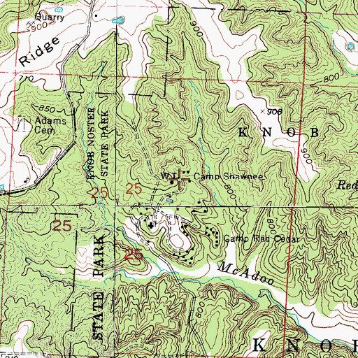 Topographic Map of Camp Shawnee, MO