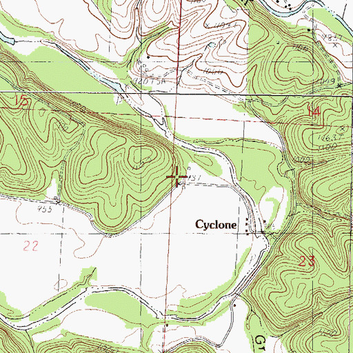 Topographic Map of Camp Tilden (historical), MO