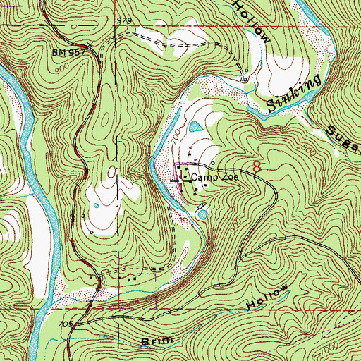 Topographic Map of Camp Zoe, MO