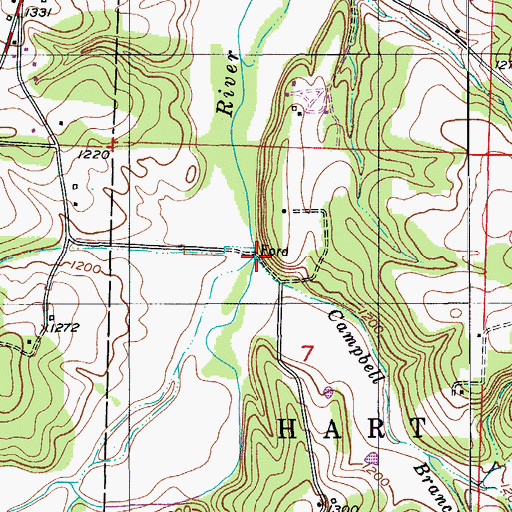 Topographic Map of Campbell Branch, MO