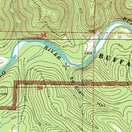 Topographic Map of Ed Clair Hollow, AR