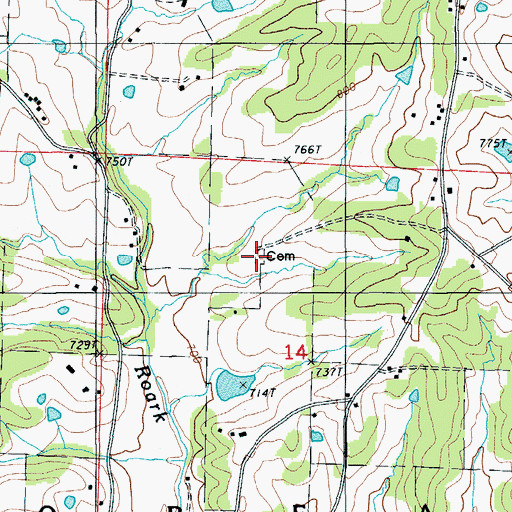 Topographic Map of Campbell Cemetery, MO
