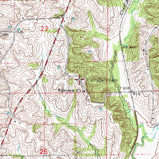 Topographic Map of Campbell Cemetery, MO
