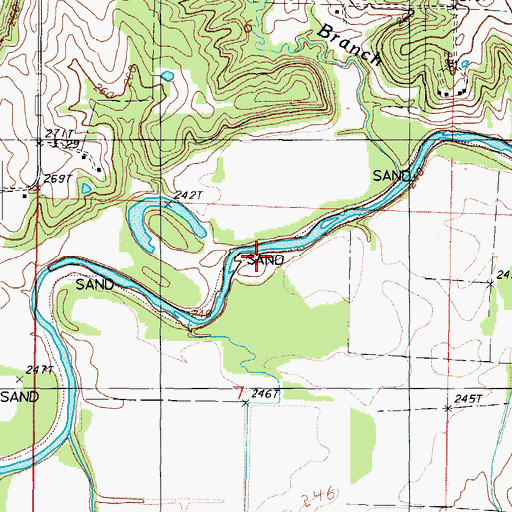 Topographic Map of Campbell Creek, MO