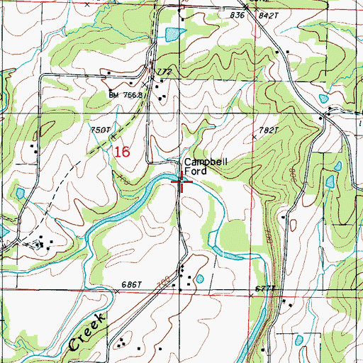 Topographic Map of Campbell Ford, MO