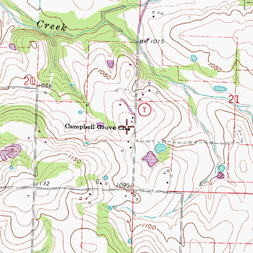 Topographic Map of Campbell Grove Church, MO