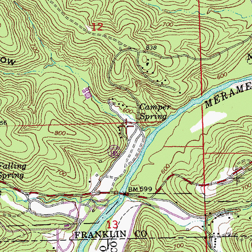 Topographic Map of Campbell Hollow, MO