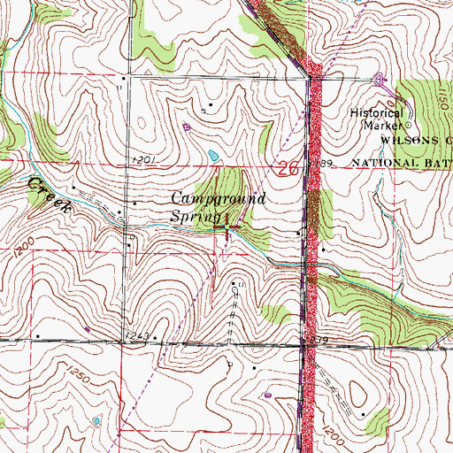 Topographic Map of Campground Spring, MO