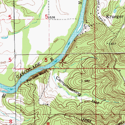 Topographic Map of Campmeeting Hollow, MO