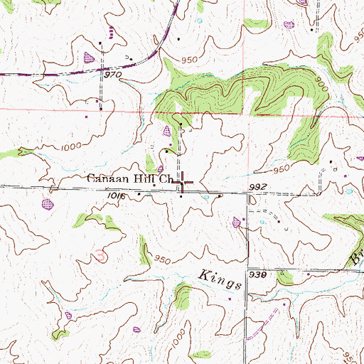 Topographic Map of Canaan Hill Church, MO
