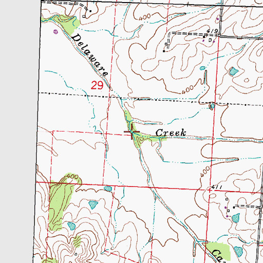 Topographic Map of Cane Creek, MO
