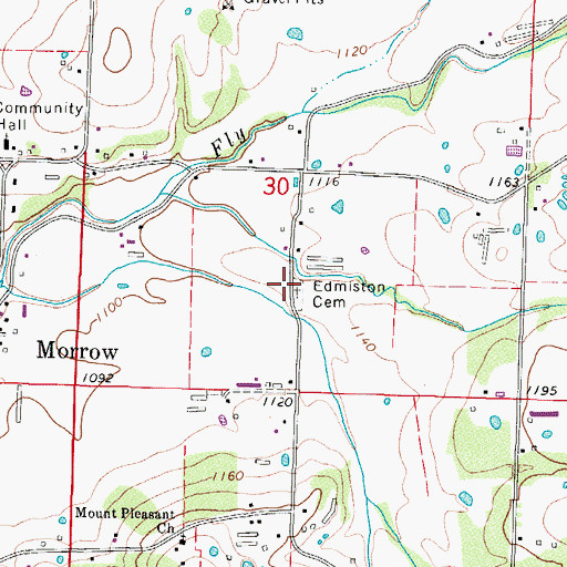 Topographic Map of Edmiston Cemetery, AR